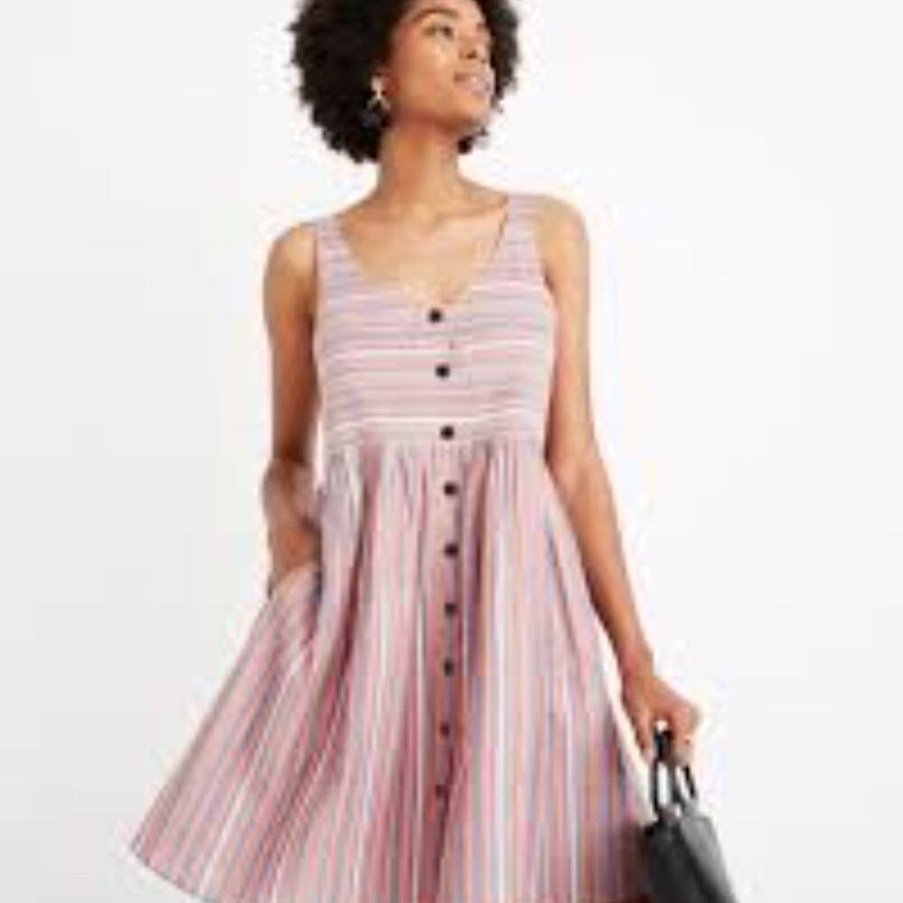 MADEWELL STRIPE BUTTON DOWN DRESS SIZE MED